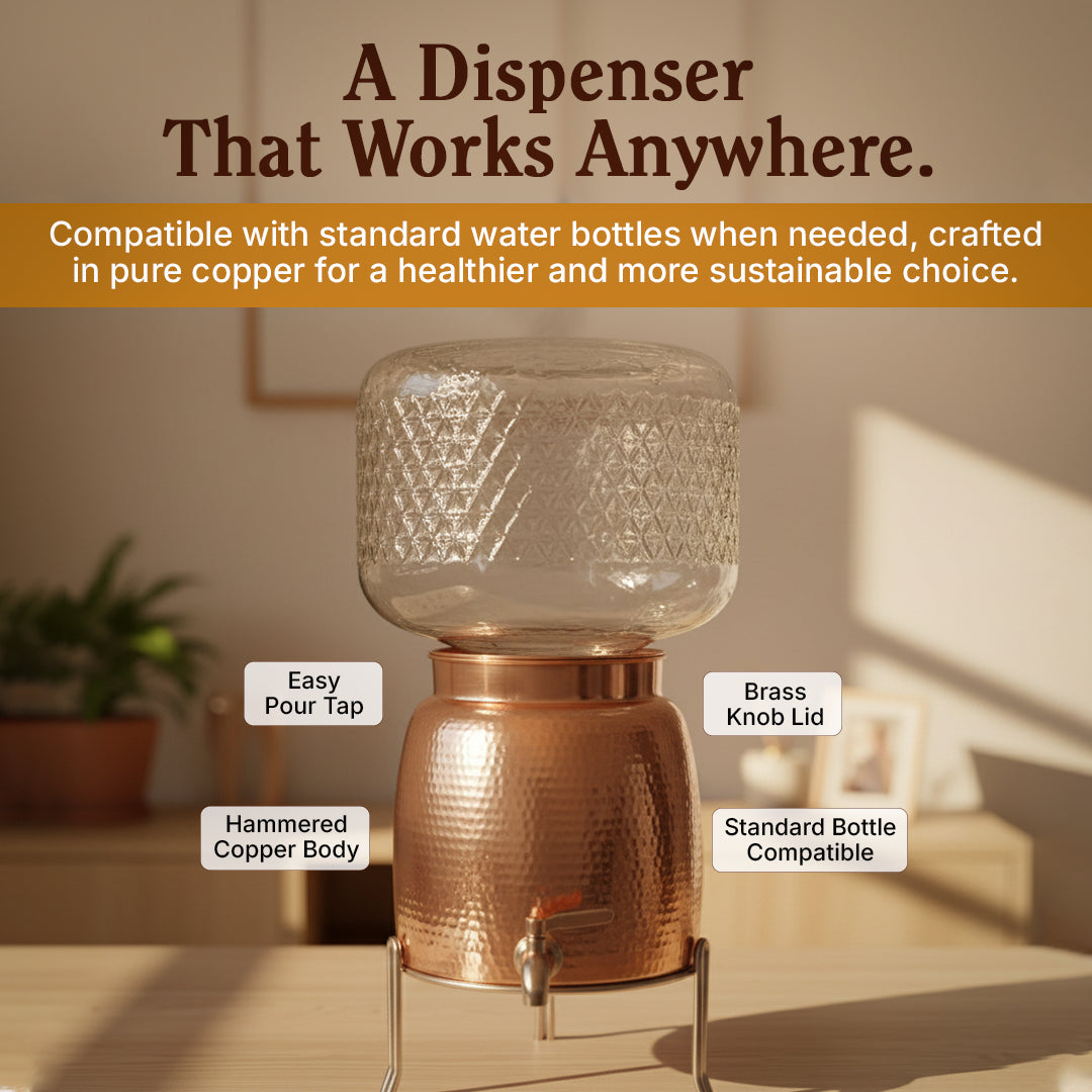 Niagara XL Copper Water Dispenser with Lid| 2.3 Gallon Family Hydration & Purification System