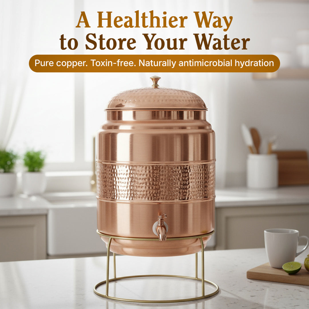 Copper Water Dispenser with Pure Copper Tap | 1.3 Gallon Countertop Hydration Station