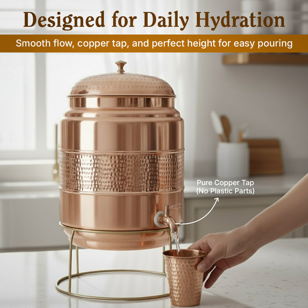 Copper Water Dispenser with Pure Copper Tap | 1.3 Gallon Countertop Hydration Station