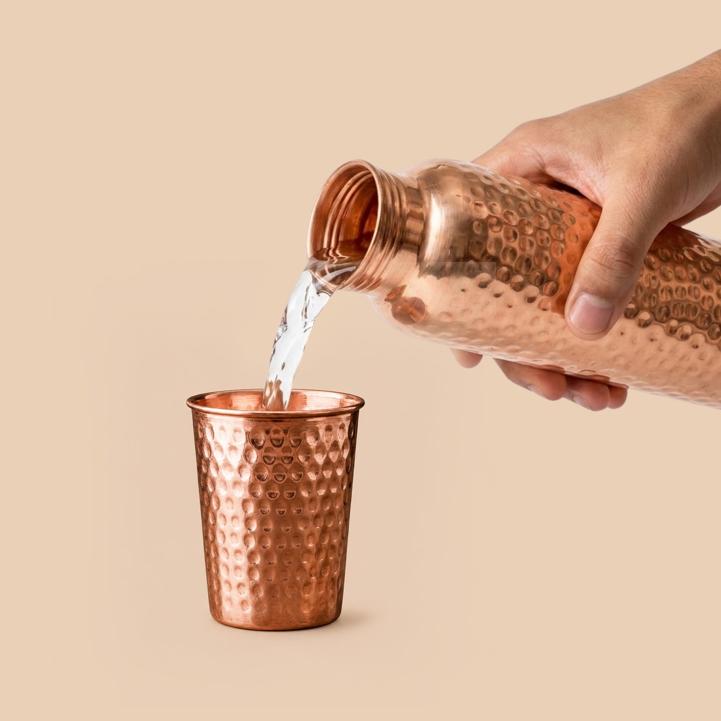 Artisan Hammered Copper Glass Set