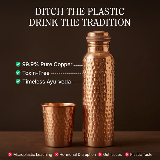 Certified Ayurveda® Pure Copper Water Bottles - V2 Hand-Hammered Edition