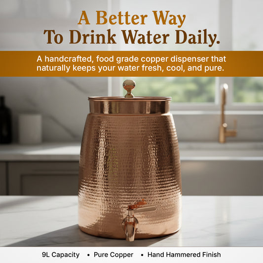 Niagara XL Copper Water Dispenser with Lid| 2.3 Gallon Family Hydration & Purification System