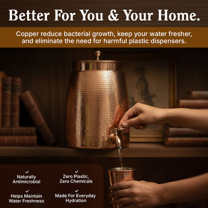 Niagara XL Copper Water Dispenser with Lid| 2.3 Gallon Family Hydration & Purification System