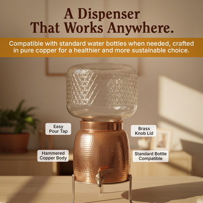 Niagara XL Copper Water Dispenser with Lid| 2.3 Gallon Family Hydration & Purification System