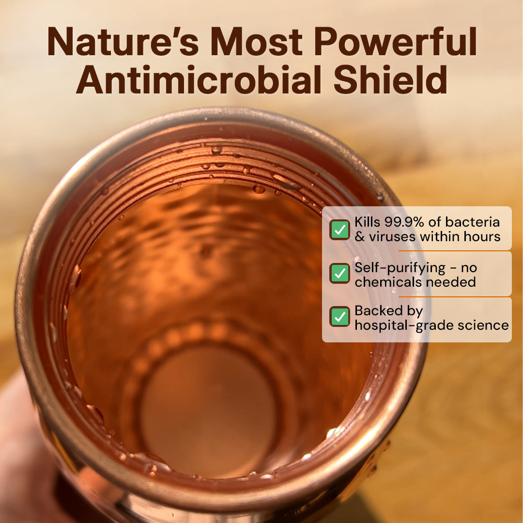 Copper naturally destroys bacteria, viruses and parasites on contact