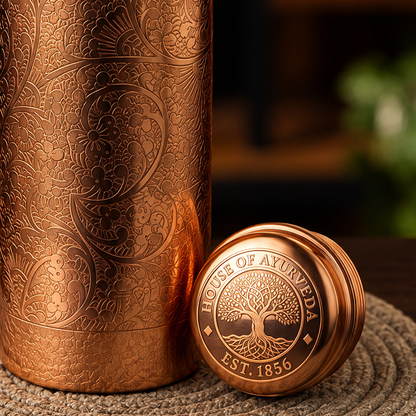 Special Edition Mandala Engraved Copper Water Bottle | Spiritual Wellness & Meditation Design