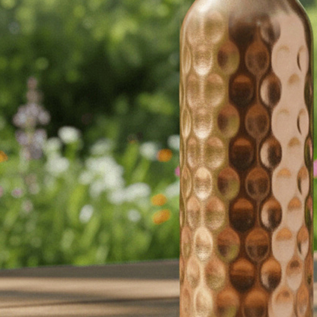 Special Edition Diamond-Cut Honeycomb Copper Water Bottle | Textured Anti-Slip Grip